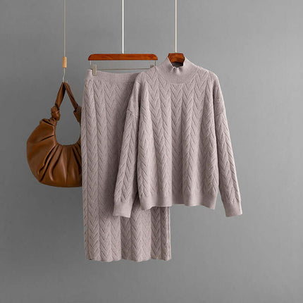 Conjunto de top de manga larga y falda holgada de mujer