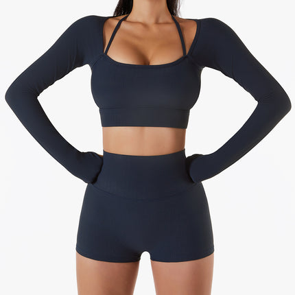 Conjunto de yoga de manga larga y corte ajustado