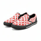 Zapatillas Slip-On Deco geométrico rojo-blanco de mujer
