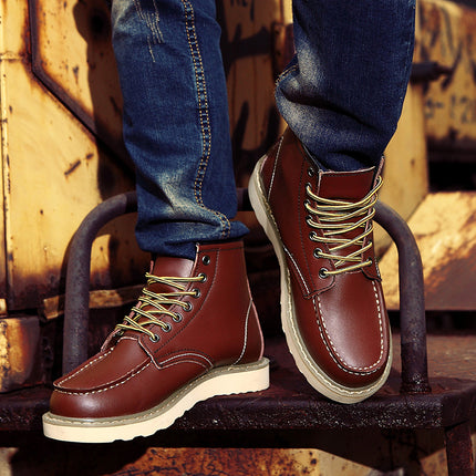 Botas de cuero color vino tinto