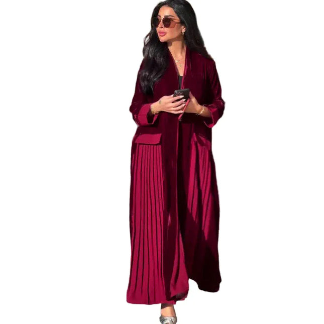 Abrigo Largo Velvet Rouge – Elegancia en Rojo Vino