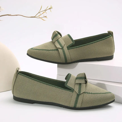 Zapatos planos de malla con punta afilada para mujer, transpirables y cómodos