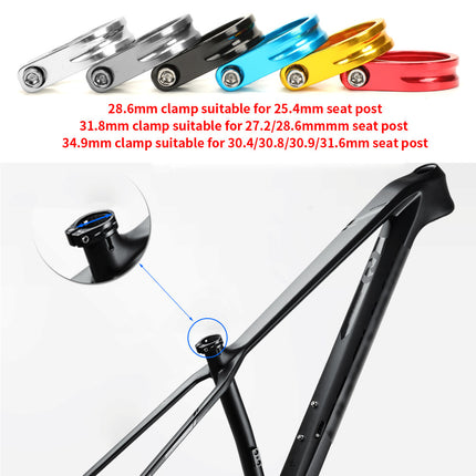 Abrazadera de aluminio para tija de bicicleta en varios colores