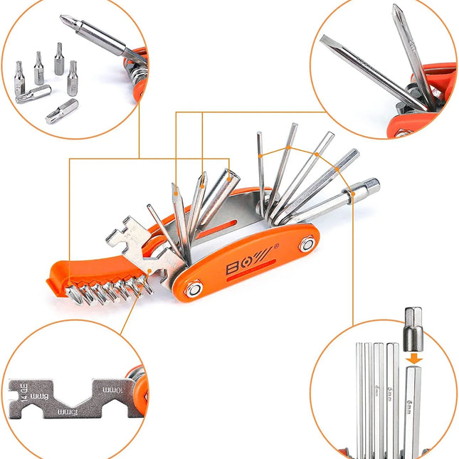 Herramienta Multifuncion para Bicicleta 20 en 1 — Compacta, Resistente y Versátil