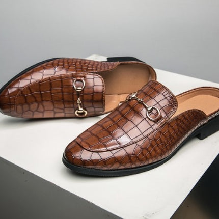 Zapatos de cuero hombre con punta cuadrada y tacón bajo