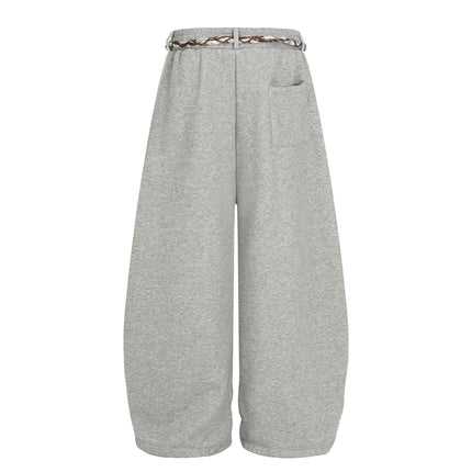 Pantalones anchos de mujer con cinturón decorativo Run-Teng