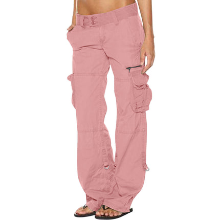 Pantalones de algodón para mujer con bolsillos múltiples