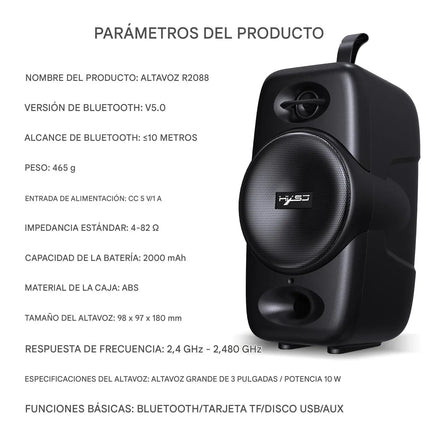 altavoz bluetooth portatil, altavoz inalámbrico, altavoz potente, speaker recargable, altavoz exterior, altavoz HXSJ