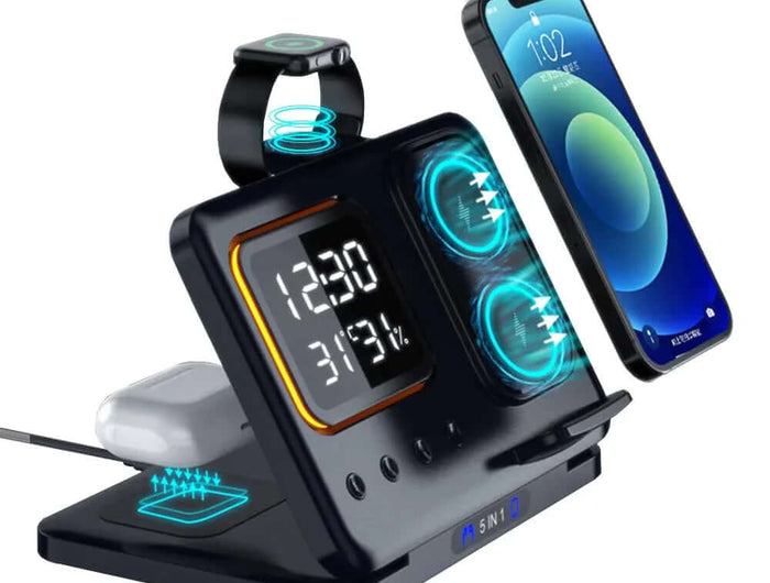 Cargador Inalambrico 5 en 1 Smartphone Reloj Auriculares