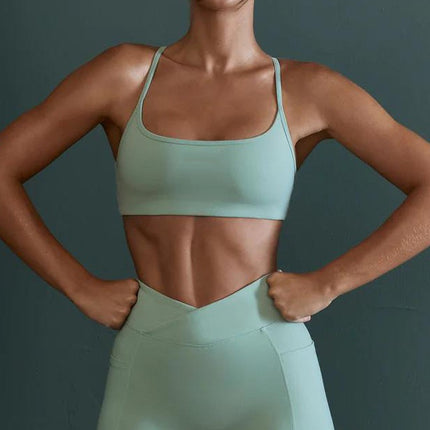 Sujetador deportivo Lulu Nude con espalda fruncida
