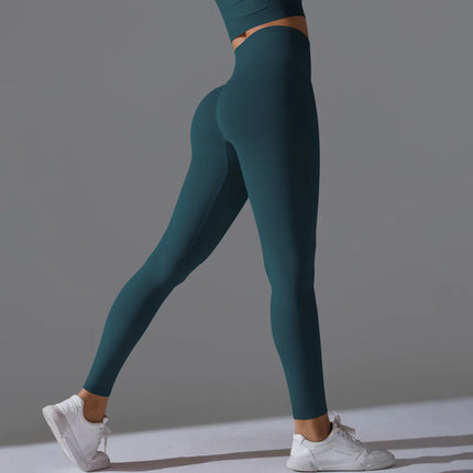 Seamless Solid Peach Sports Trousers for Women - Tight Running Fitness Yoga Pants with High Waist and Butt-Lifting Design - tugranalmacen.com