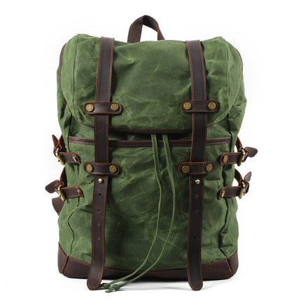 Mochila de lona impermeable para hombre con compartimentos múltiples