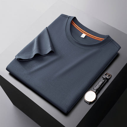 Camiseta básica de cuello redondo para hombre - Algodón suave y cómoda color azul