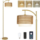 Lámpara de pie dorado, control remoto y bombilla LED regulable - tugranalmacen.com