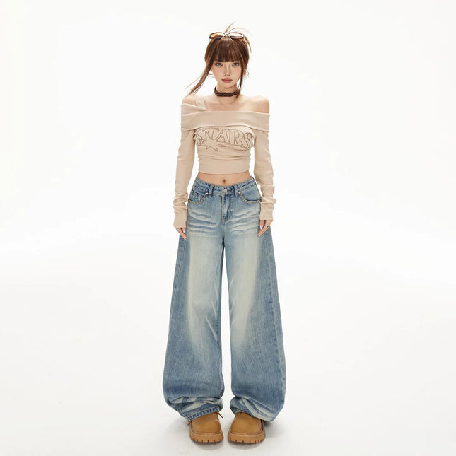 Women's Wide-Leg Jeans Female Spicy Girl Slimming Loose Straight Tube Floor-Length Pants - tugranalmacen.com