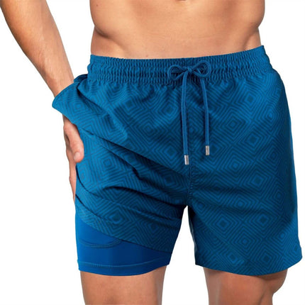 Bañador de doble capa para hombre, pantalones de playa