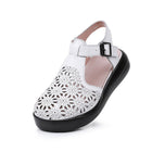 Sandalias de cuero para mujer con suela de poliuretano y hebilla