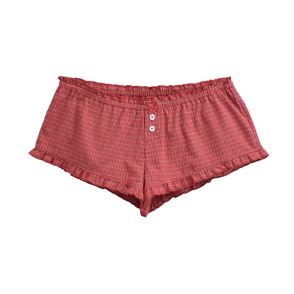 Shorts a cuadros con cintura elástica para mujer