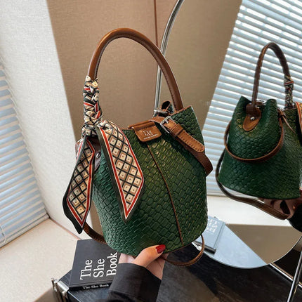 Handbag shoulder bag woven bucket bag - tugranalmacen.com