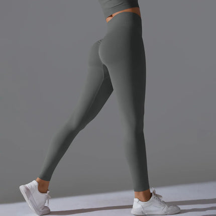 Seamless Solid Peach Sports Trousers for Women - Tight Running Fitness Yoga Pants with High Waist and Butt-Lifting Design - tugranalmacen.com