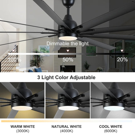 Ventilador de techo negro supergrande de 84 pulgadas con control remoto - tugranalmacen.com