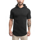 Sudadera de manga corta con capucha para hombre – color negro