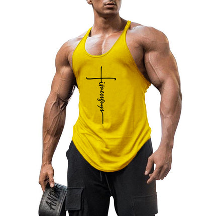 Camiseta de tirantes en algodón para culturismo y fitness.