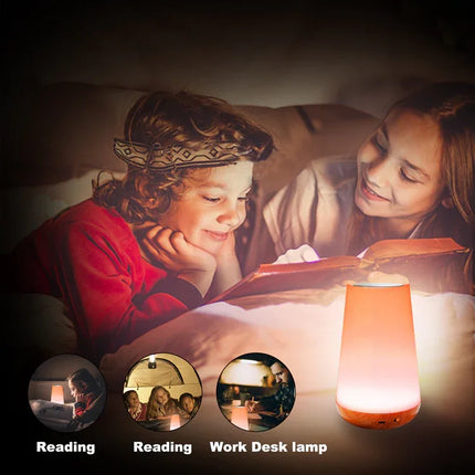 Wood grain remote control touch night light creative pat table lamp bedroom bedside lamp rainbow atmosphere light - tugranalmacen.com