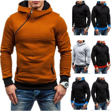 Sudadera con capucha y cremallera oblicua para hombre