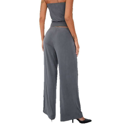 Conjunto de pantalón recto de cintura alta y top sin espalda
