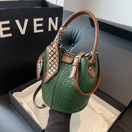 Handbag shoulder bag woven bucket bag - tugranalmacen.com