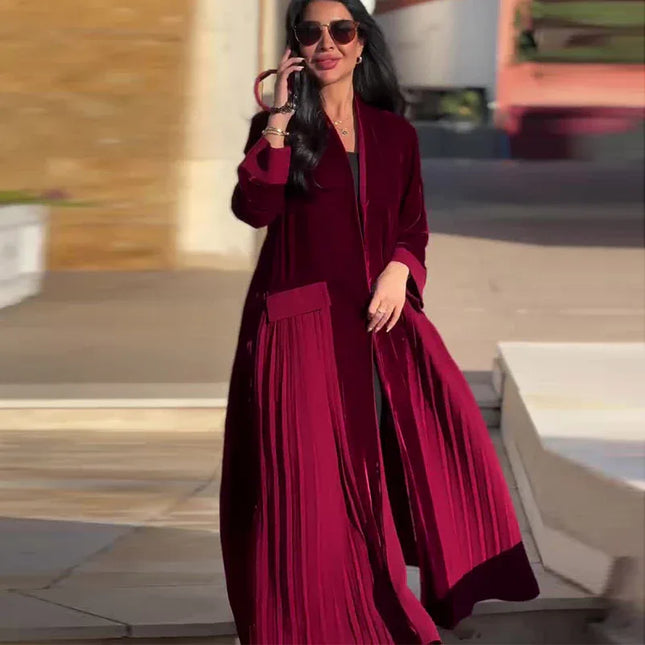 Abrigo Largo Velvet Rouge – Elegancia en Rojo Vino