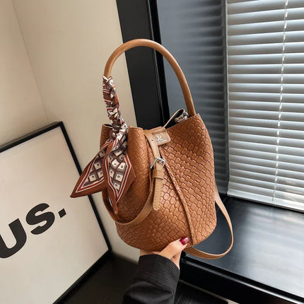 Handbag shoulder bag woven bucket bag - tugranalmacen.com