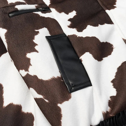 Chaqueta Estampado Vaca Mujer - Cuero Sintético con Cremallera
