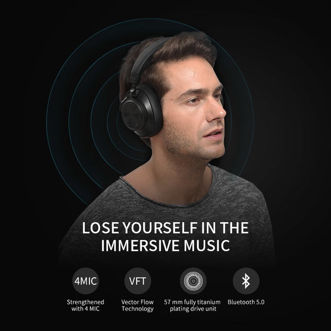 Auriculares Bluetooth Bluedio T6S con cancelación activa de ruido, inalámbricos, para teléfonos y música con control por voz.