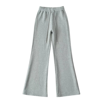 Pantalones anchos de felpa con cintura elástica y cordón ajustable, ligeramente acampanados. - tugranalmacen.com
