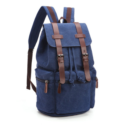 Mochila de lona lavada con gran capacidad para viajes