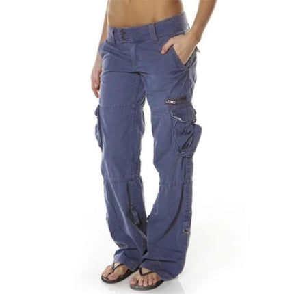 Pantalones de algodón para mujer con bolsillos múltiples