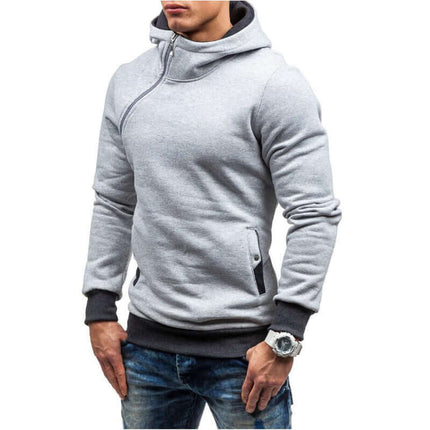 Sudadera con capucha y cremallera oblicua para hombre