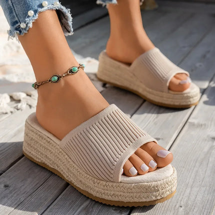 Sandalias plataforma de ratan boca de pez - tugranalmacen.com