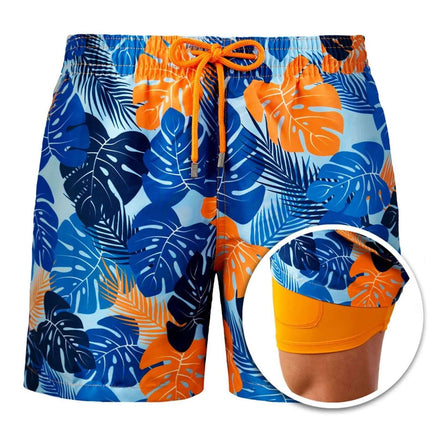 Bañador de doble capa para hombre, pantalones de playa