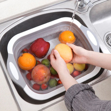 Tabla de cortar plegable 3 en 1 para lavar y almacenar verduras. - tugranalmacen.com