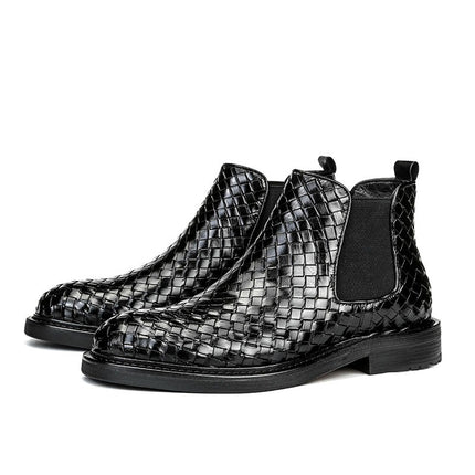 Botas cortas de hombre con diseño tejido moderno y elegante