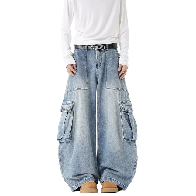 Jeans cargo ultra anchos de hombre bolsillos grandes Comodidad, diseño