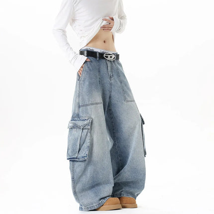 Jeans cargo ultra anchos de hombre bolsillos grandes Comodidad, diseño