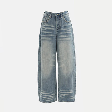 Pantalones vaqueros desgastados de pierna ancha para mujer