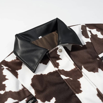 Chaqueta Estampado Vaca Mujer - Cuero Sintético con Cremallera