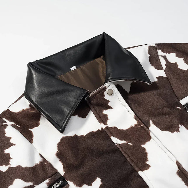 Chaqueta Estampado Vaca Mujer - Cuero Sintético con Cremallera