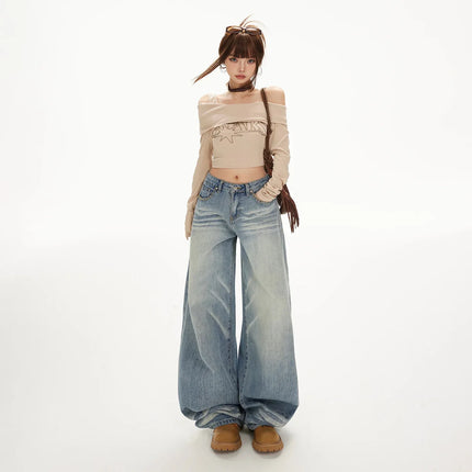 Women's Wide-Leg Jeans Female Spicy Girl Slimming Loose Straight Tube Floor-Length Pants - tugranalmacen.com