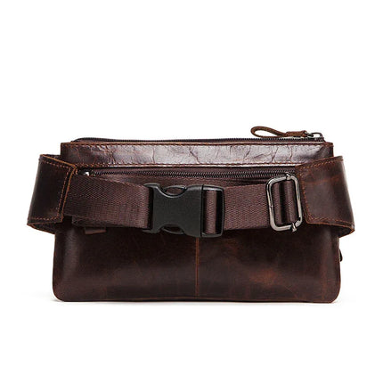 Riñonera Kavi de piel auténtica para hombre, bolso de pecho multifuncional - tugranalmacen.com